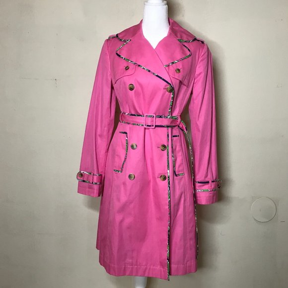 Lilly Pulitzer Ally NEW?  Belted Trench Coat Barbie Pink Color Barbiecore Size 4 - Picture 1 of 16